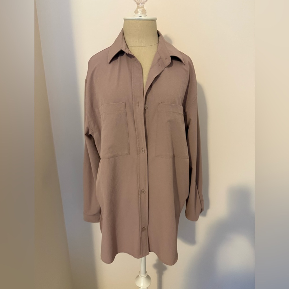 Oversized Mauve Button-Up Shirt